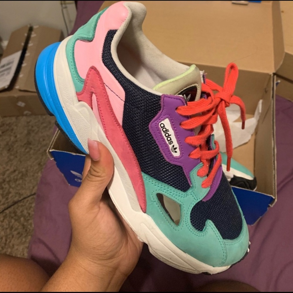 Multi colored adidas falcons